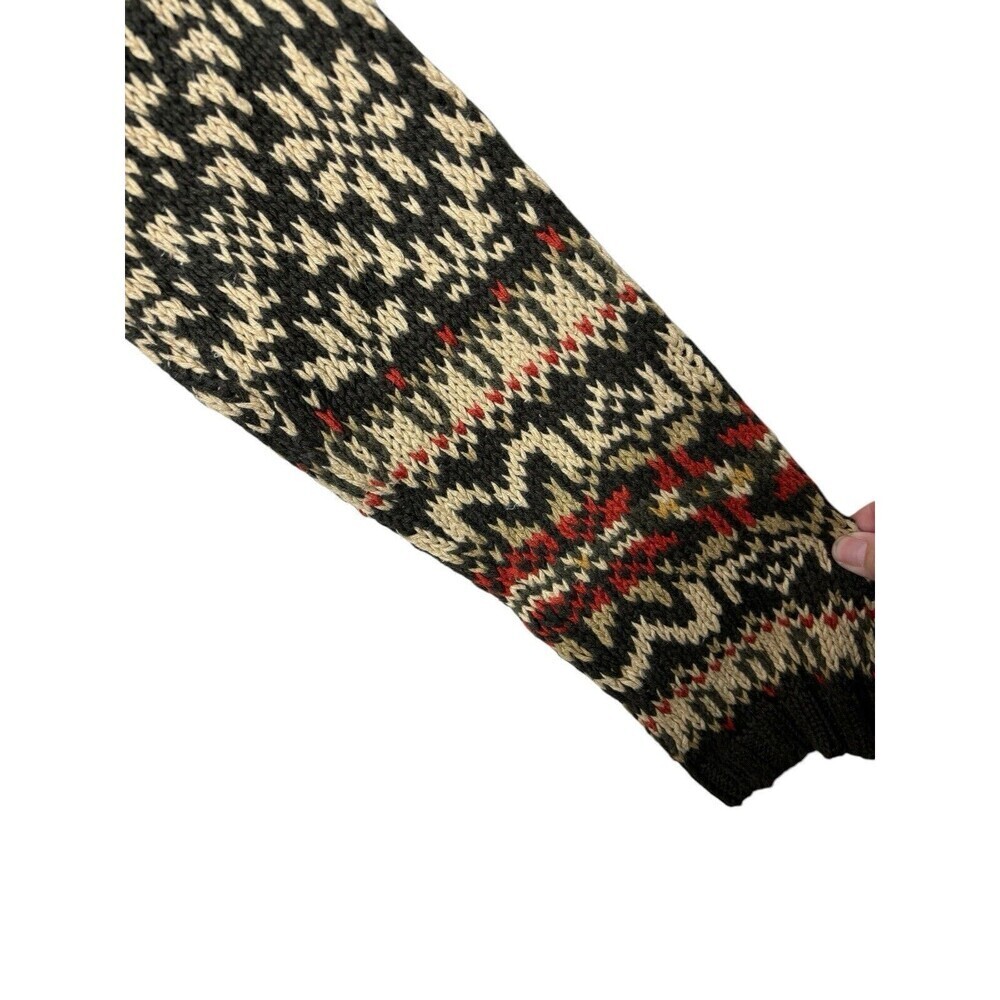 VINTAGE Abercrombie and Fitch Sweater Mens Medium Brown Cable Fair Isle Oarsman - Picture 5 of 9